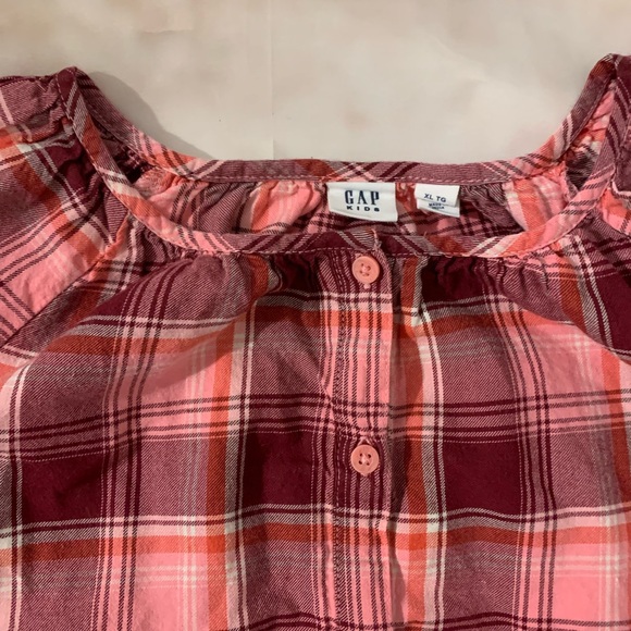 4/$20 Gap XL kids Blouse Checked print shirt plaid pink - Picture 5 of 5